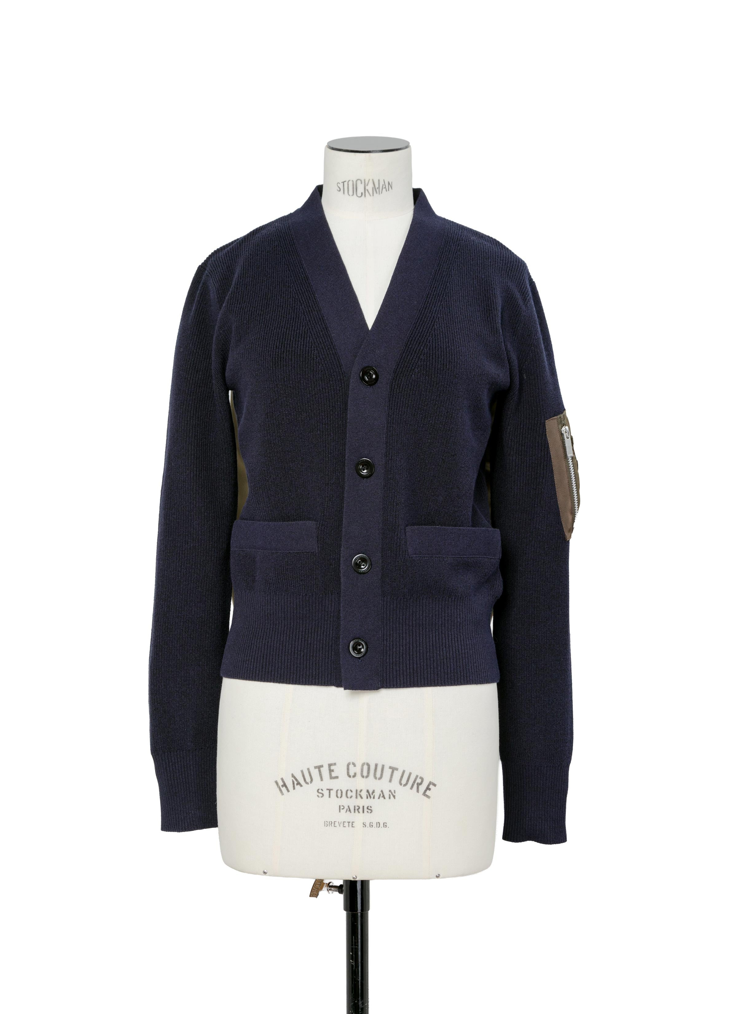 Nylon Twill x Cotton Knit Cardigan - 2