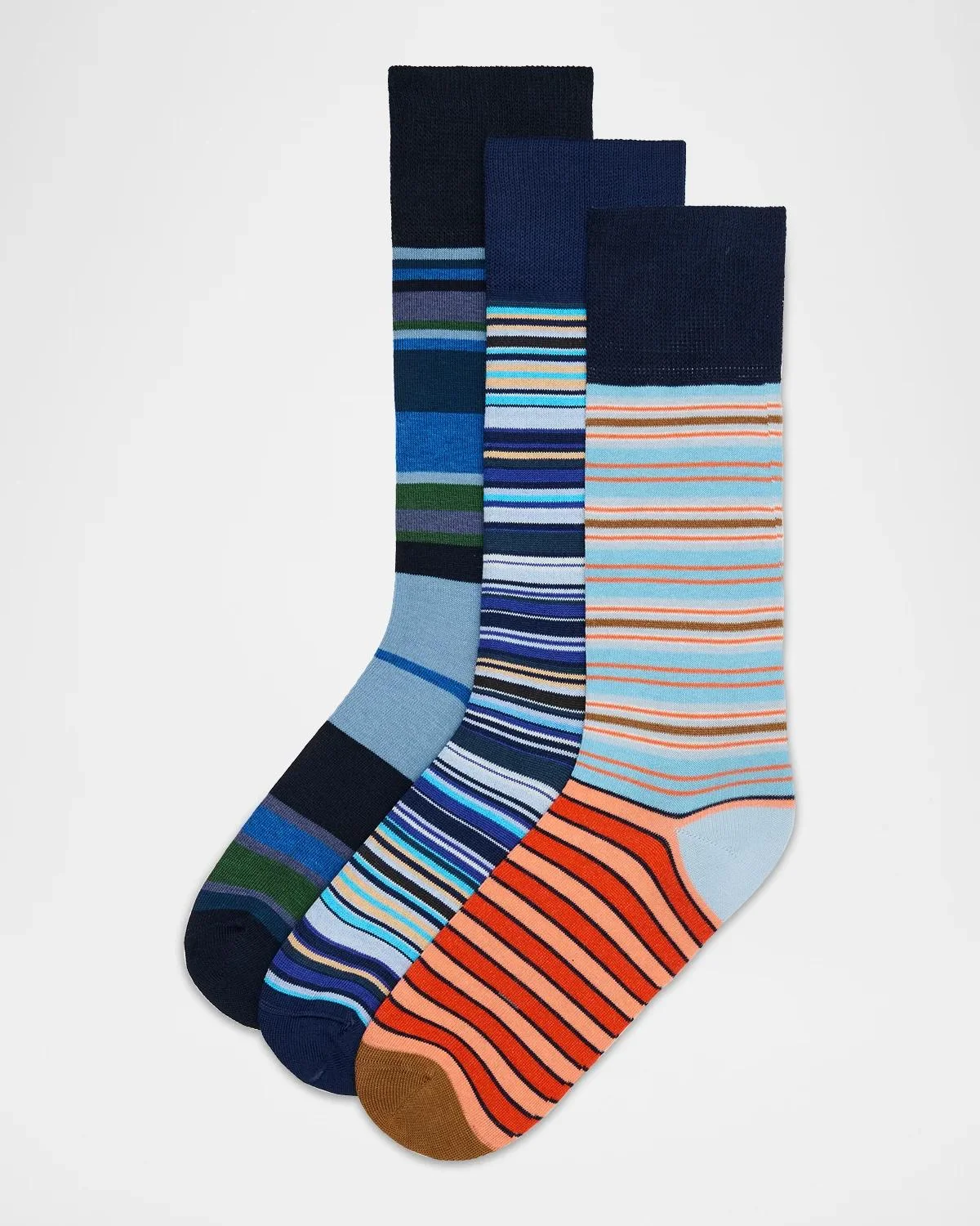 3-Pack Striped Cotton-Blend Socks - 1