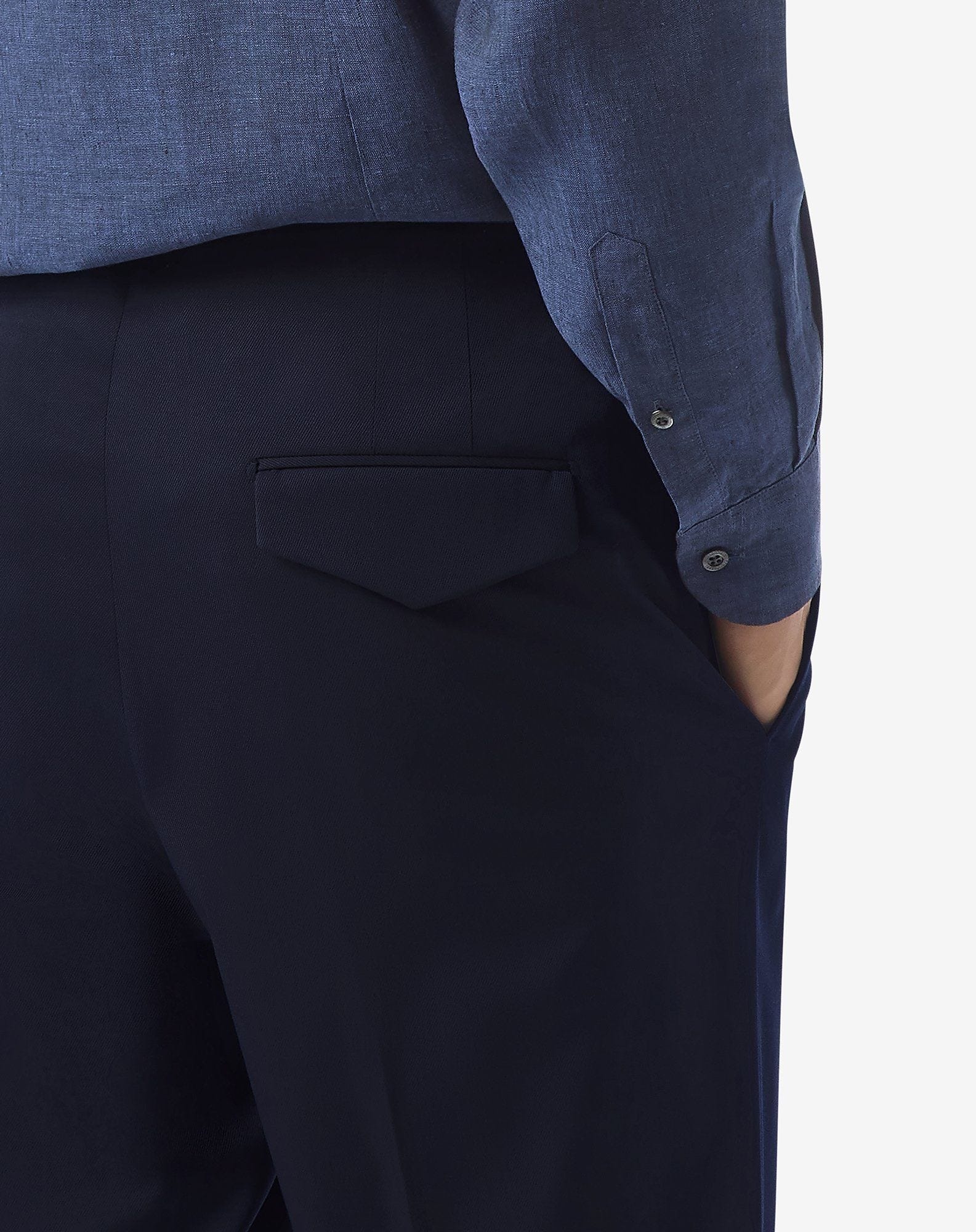 Navy blue stretch wool trousers - 5