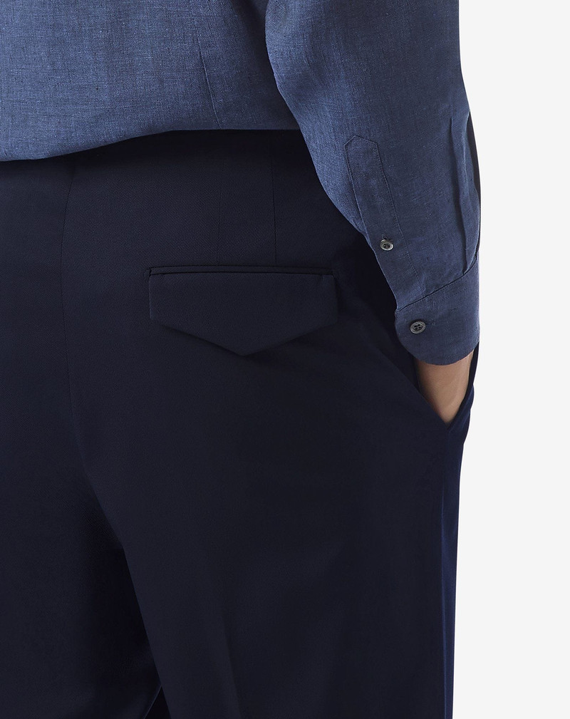 Navy blue stretch wool trousers 5