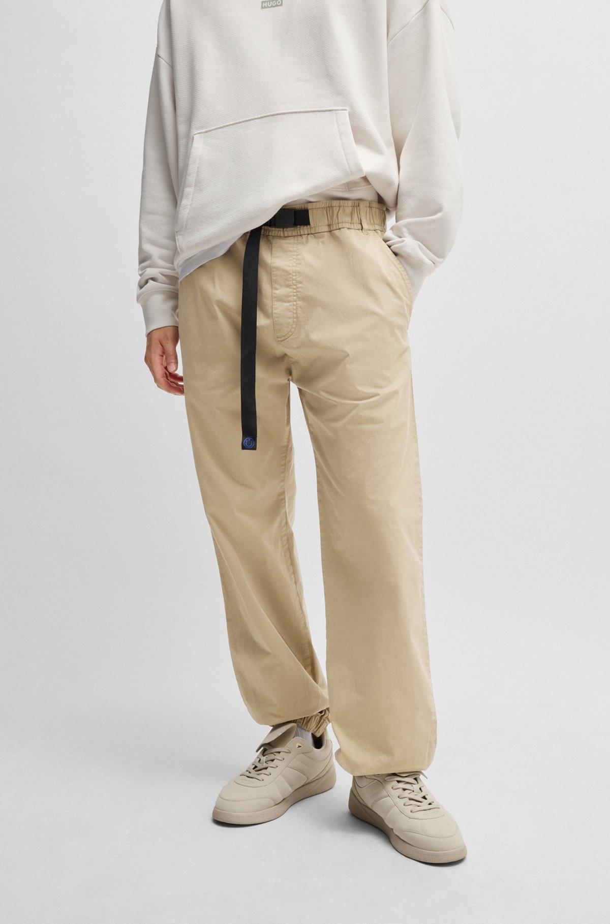 TAPERED-FIT TROUSERS IN STRETCH GABARDINE WITH BRANDED BELT - 2