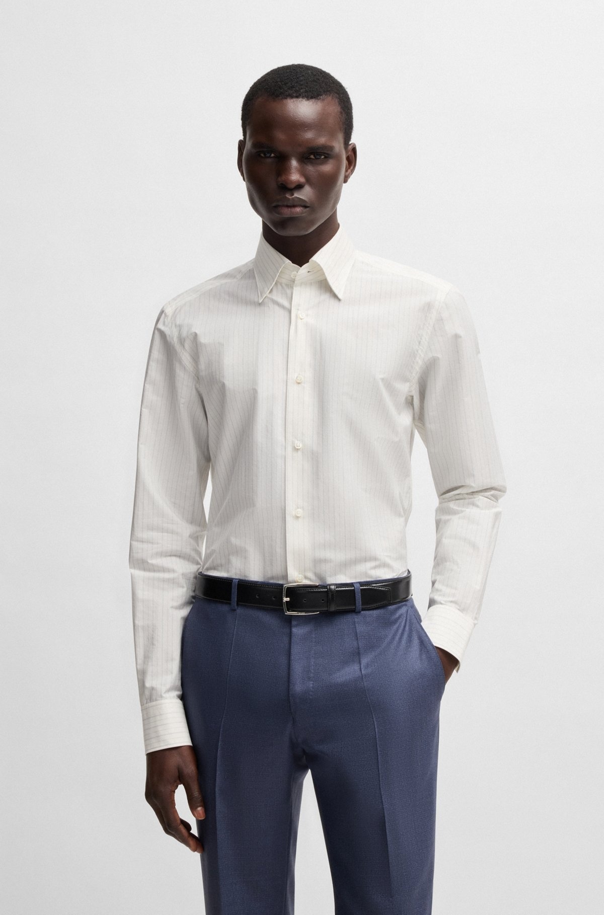SLIM-FIT SHIRT IN STRIPED ITALIAN-MADE COTTON - 2