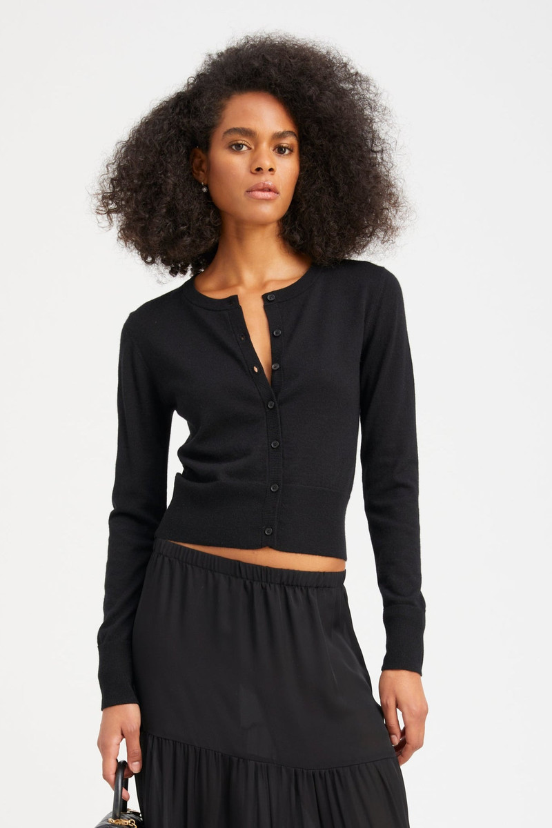 BLACK ULTRA FINE CASHMERE BABY CARDIGAN - 1