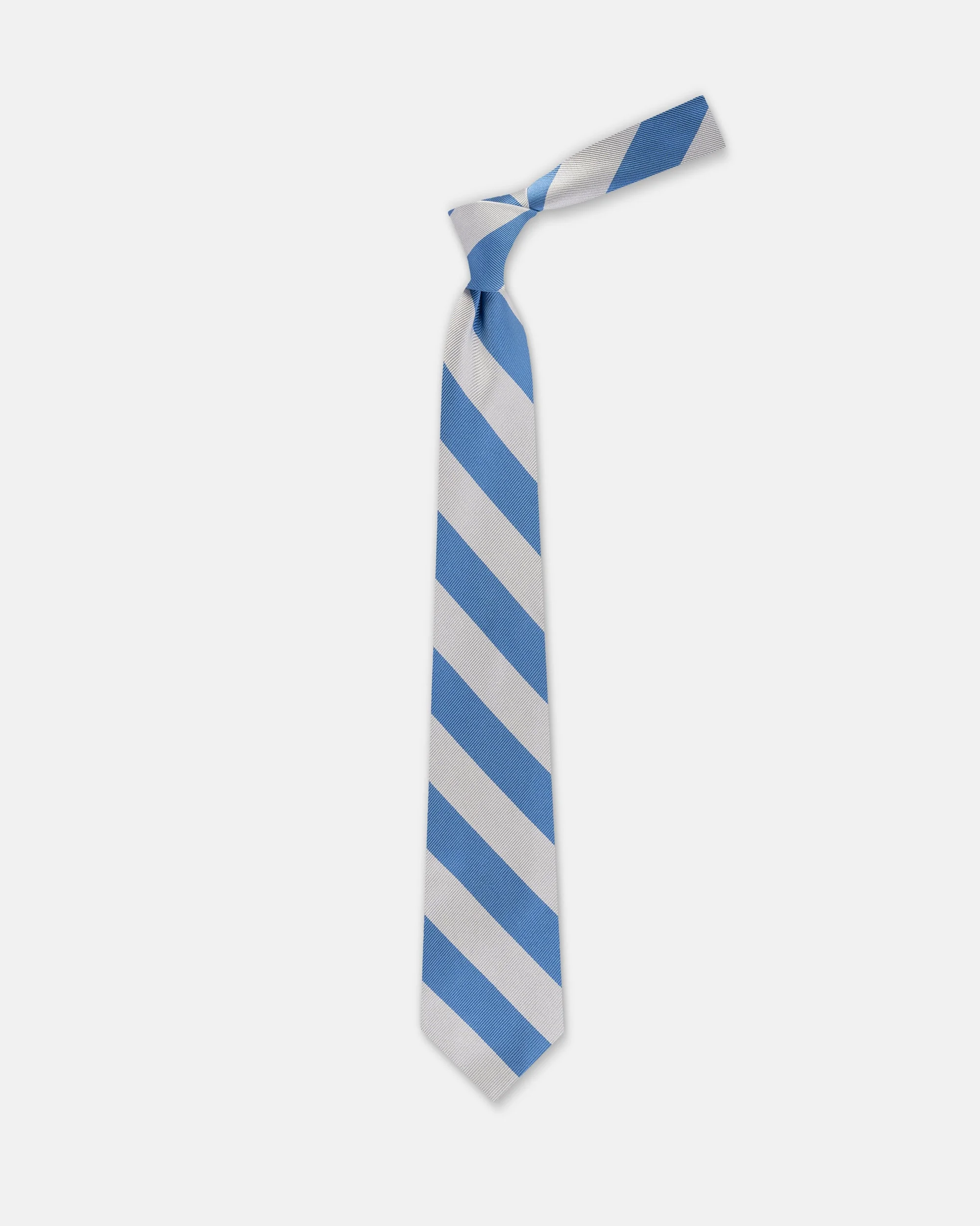 MADE-IN-USA LIGHT BLUE & SILVER GUARD STRIPE SILK REPP TIE - 1