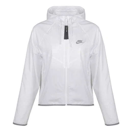(WMNS) Nike Sportswear Windrunner Sports Splice Zipper With Cap Waterproof Jacket White BV3940-100 - 1