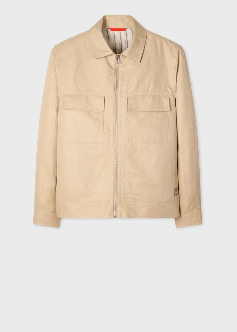 Ecru Cotton-Linen Zip Overshirt 1