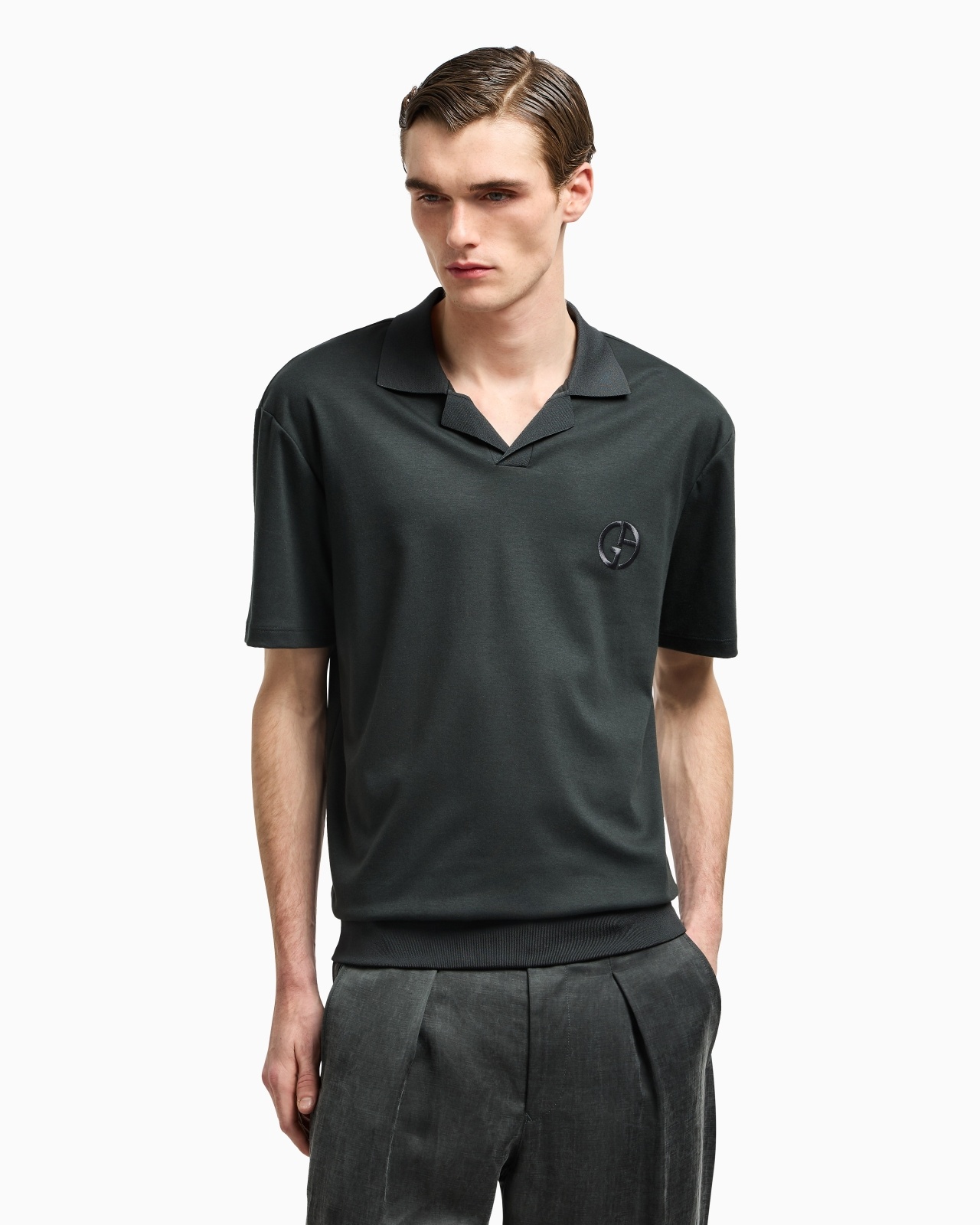 SHORT-SLEEVED POLO SHIRT IN COTTON AND CASHMERE INTERLOCK - 2