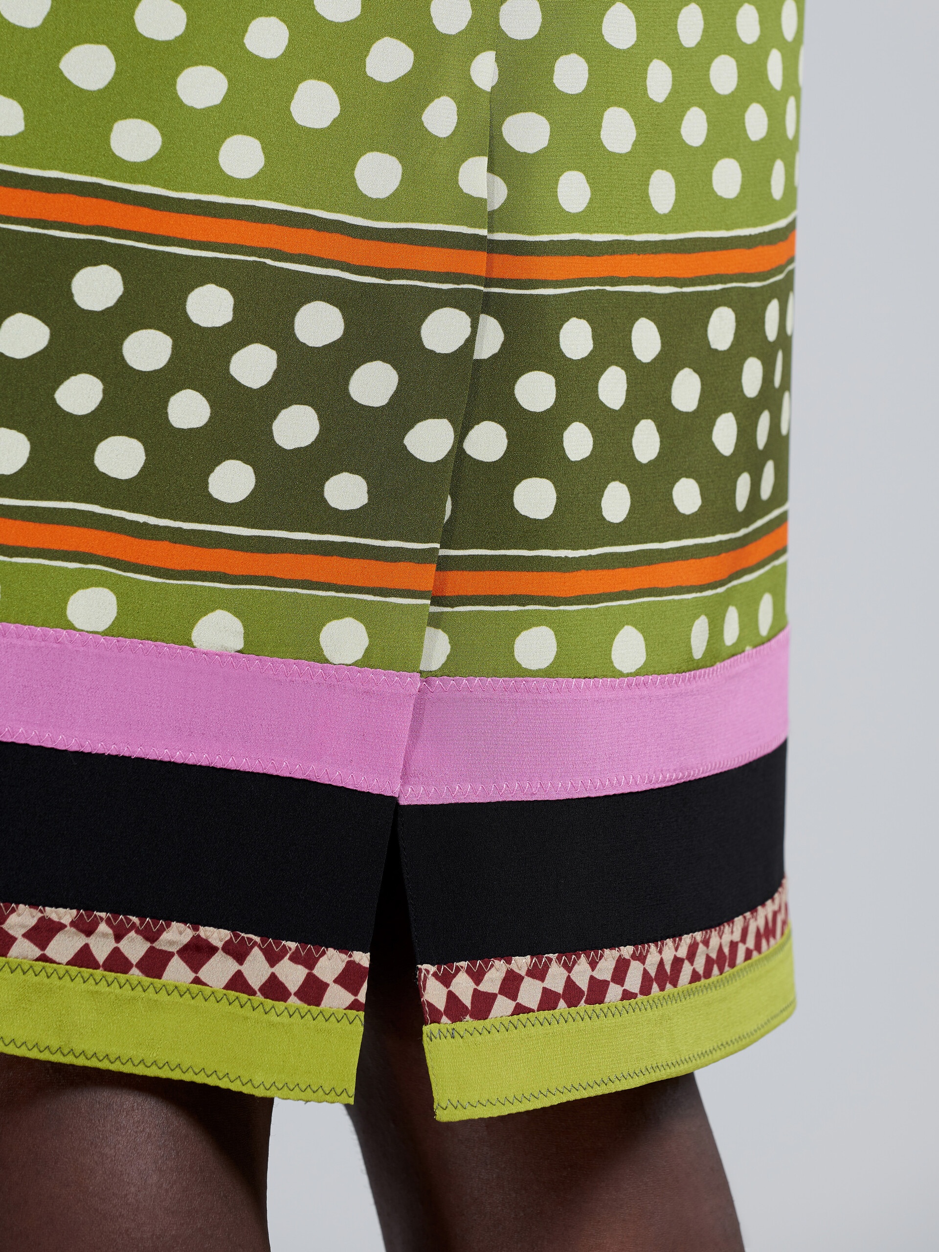 DOT & STRIPE PRINT SILK SKIRT - 4