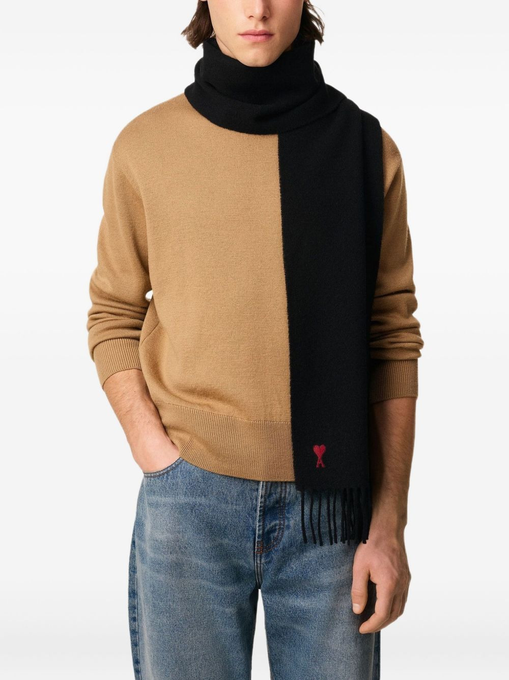 Ami de Coeur fringed-edge wool scarf - 3