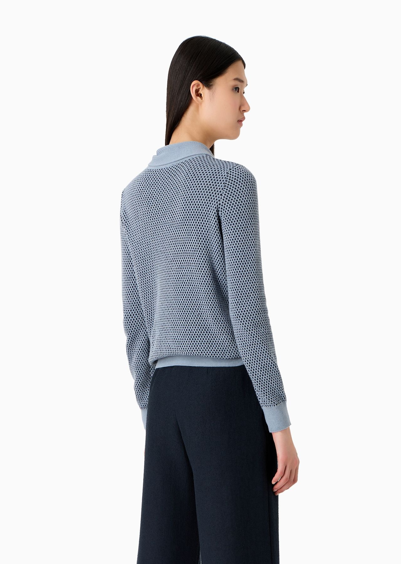 Icon two-tone jumper with a jacquard op-art motif - 3