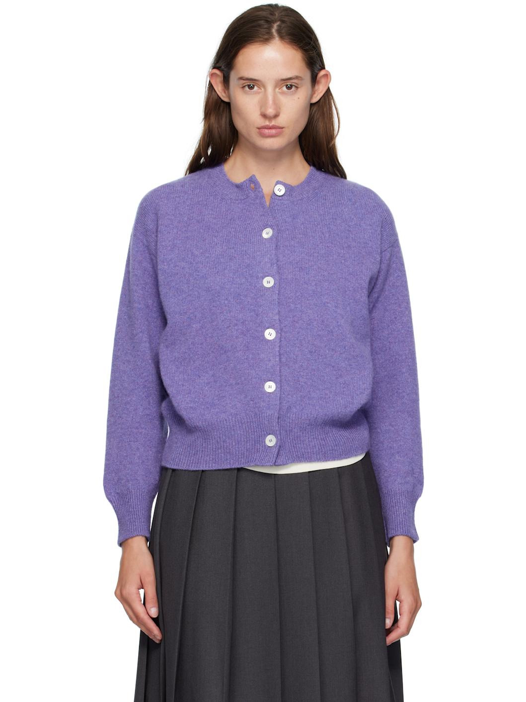 Purple Ada Crewneck Cardigan - 1