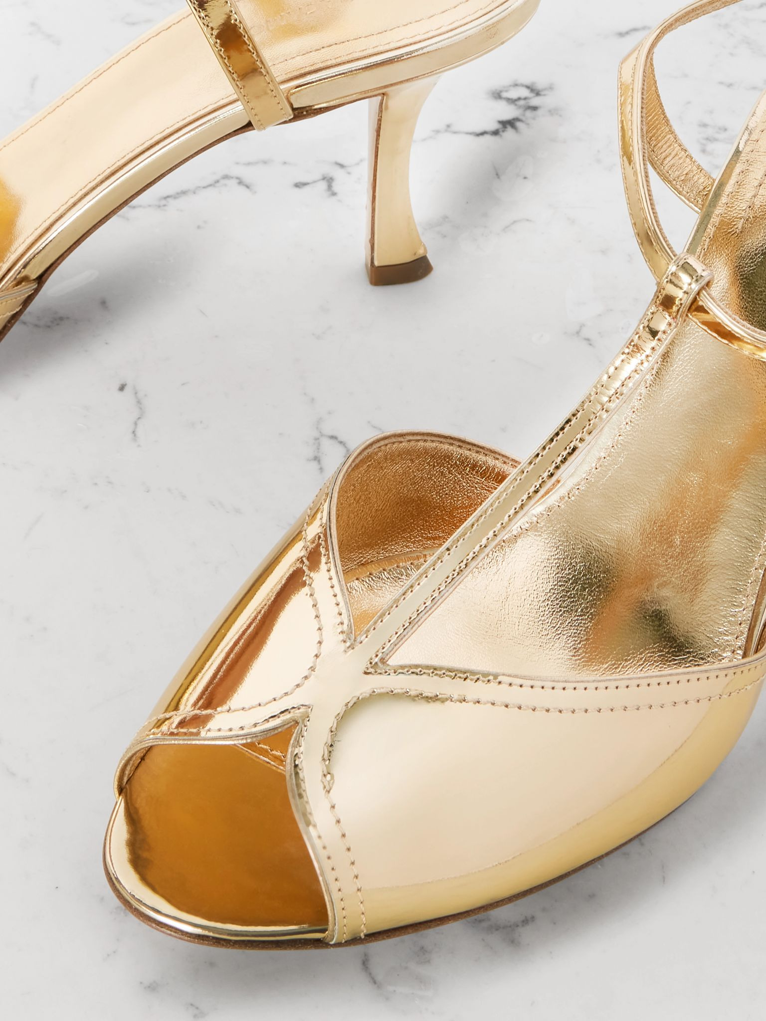 Ely metallic leather sandals Gold - 4