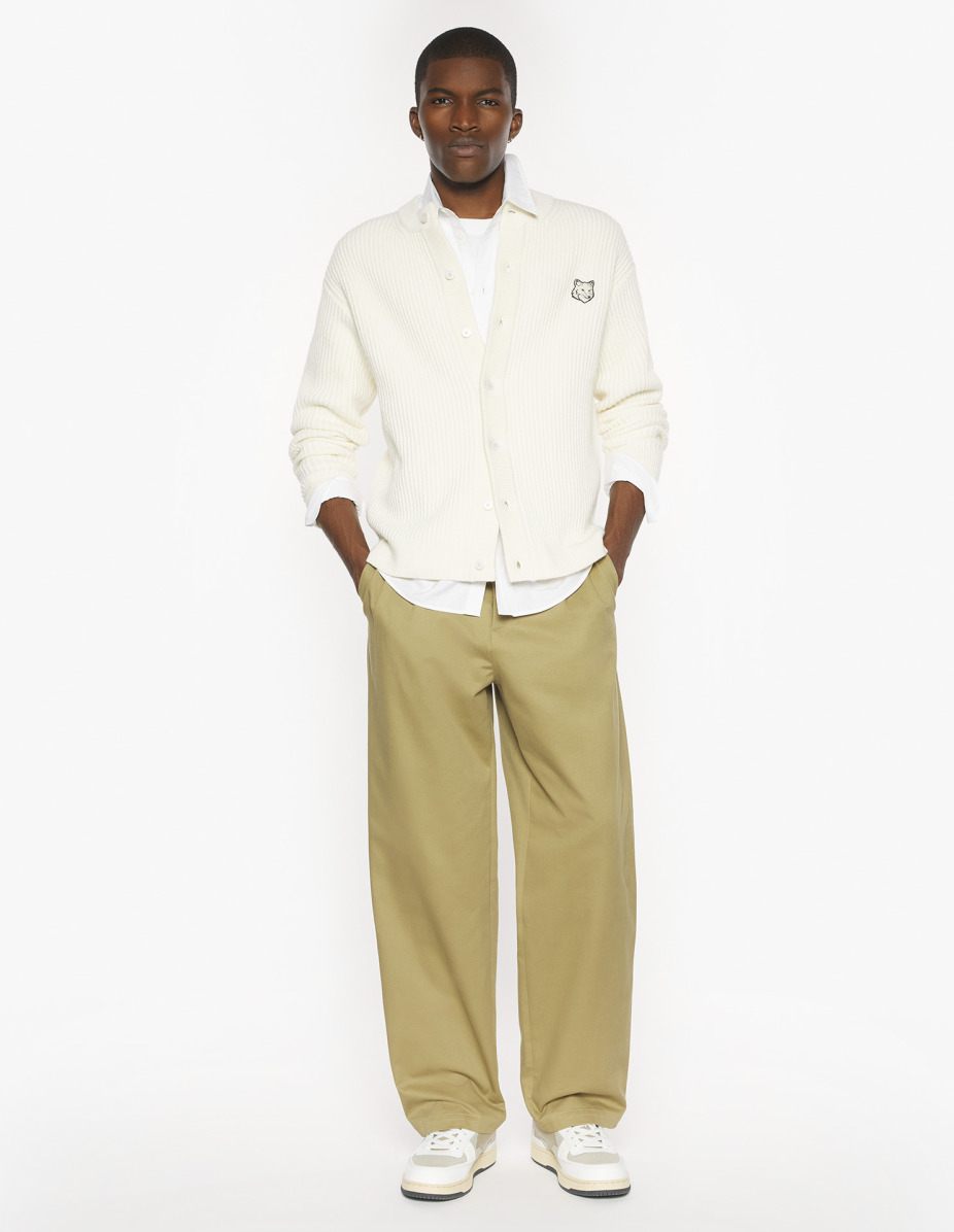 FOX HEAD WOOL RIBBED CARDIGAN - 2