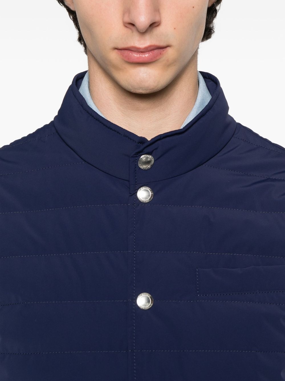quilted snap-fit fastening vest - 5