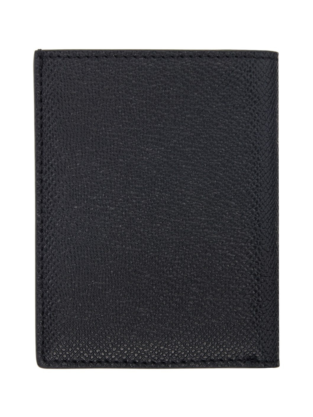 Black Small Grain Leather Folding Card Holder - 2