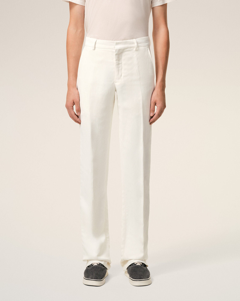 WHITE BLENDED LINEN STRAIGHT TROUSERS 3