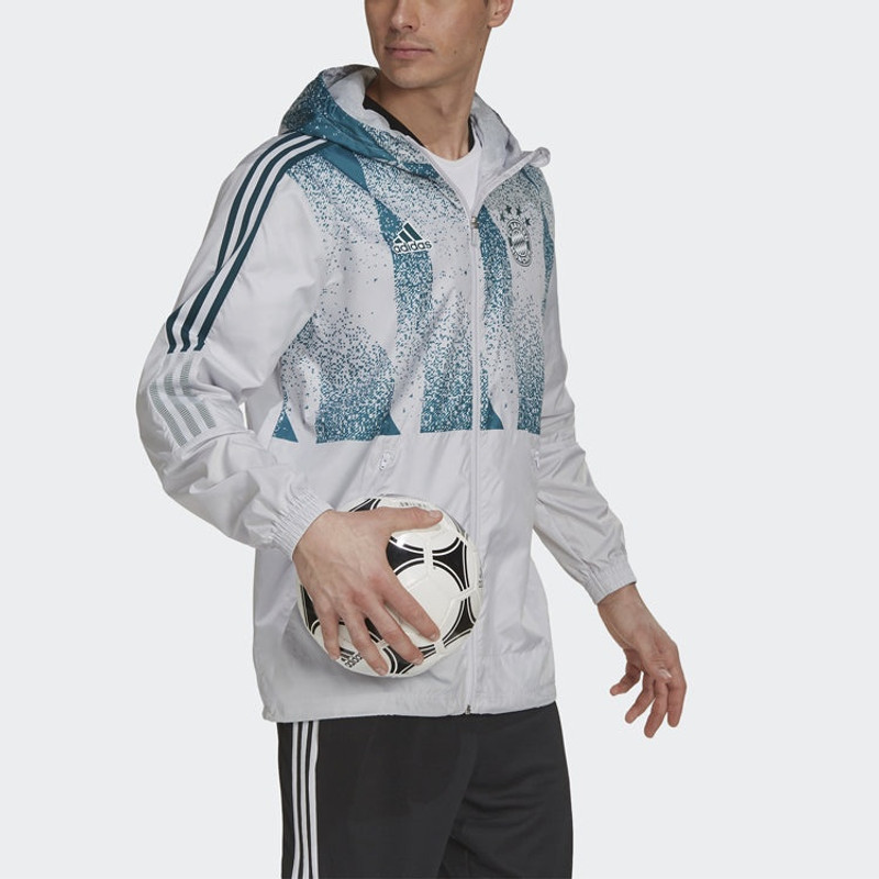 adidas FCB Windbrk Bayern Munich Soccer/Football Training Sports Hooded Jacket White GV1312 5