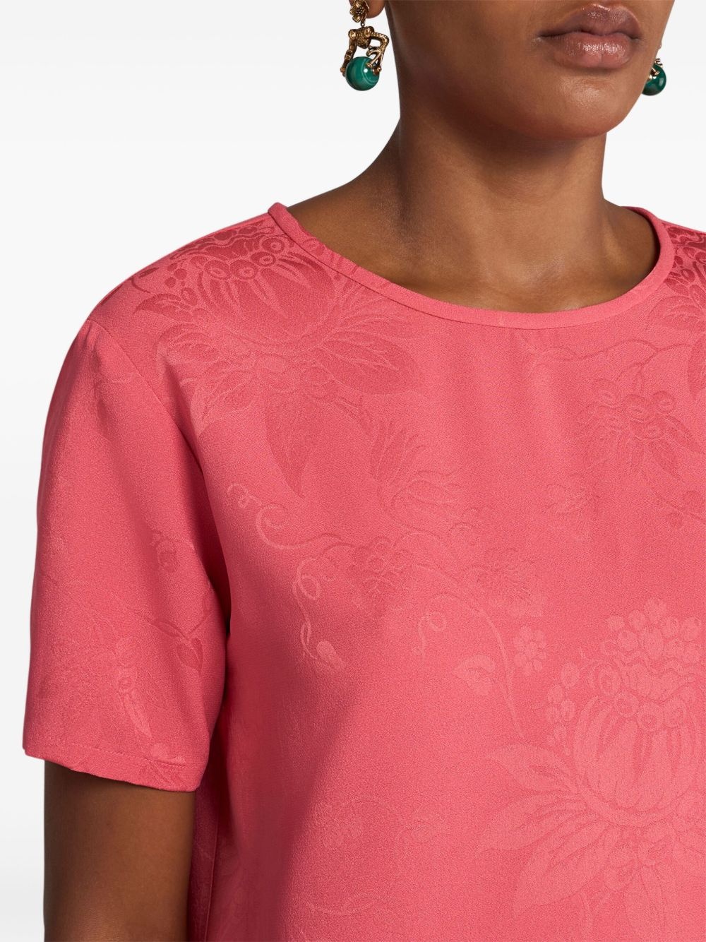 floral-jacquard T-shirt - 5