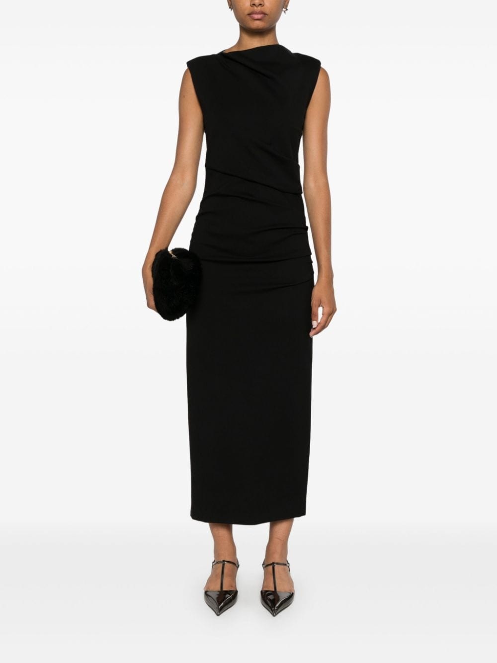draped midi dress - 2