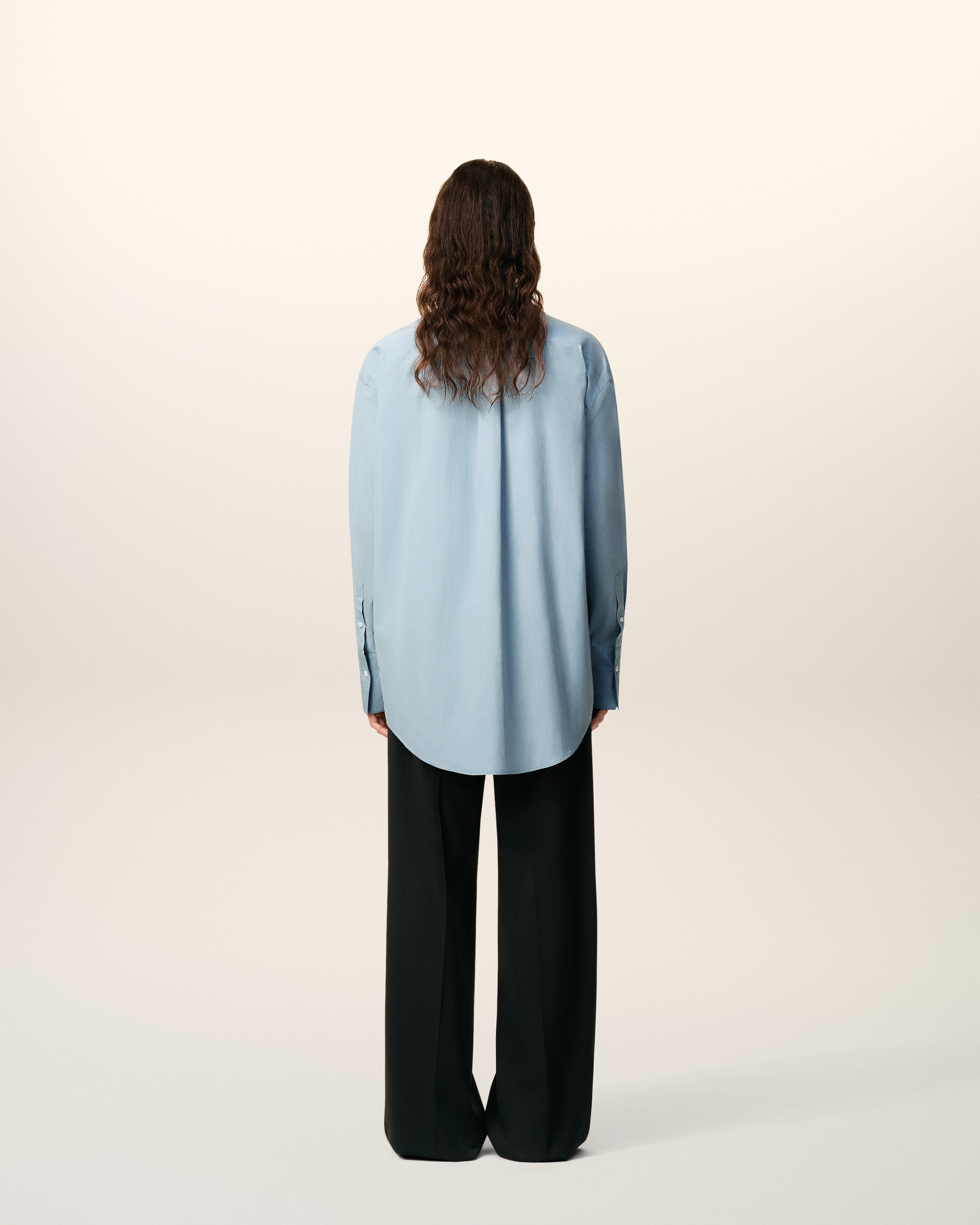 BLUE COTTON OVERSIZED SHIRT - 5