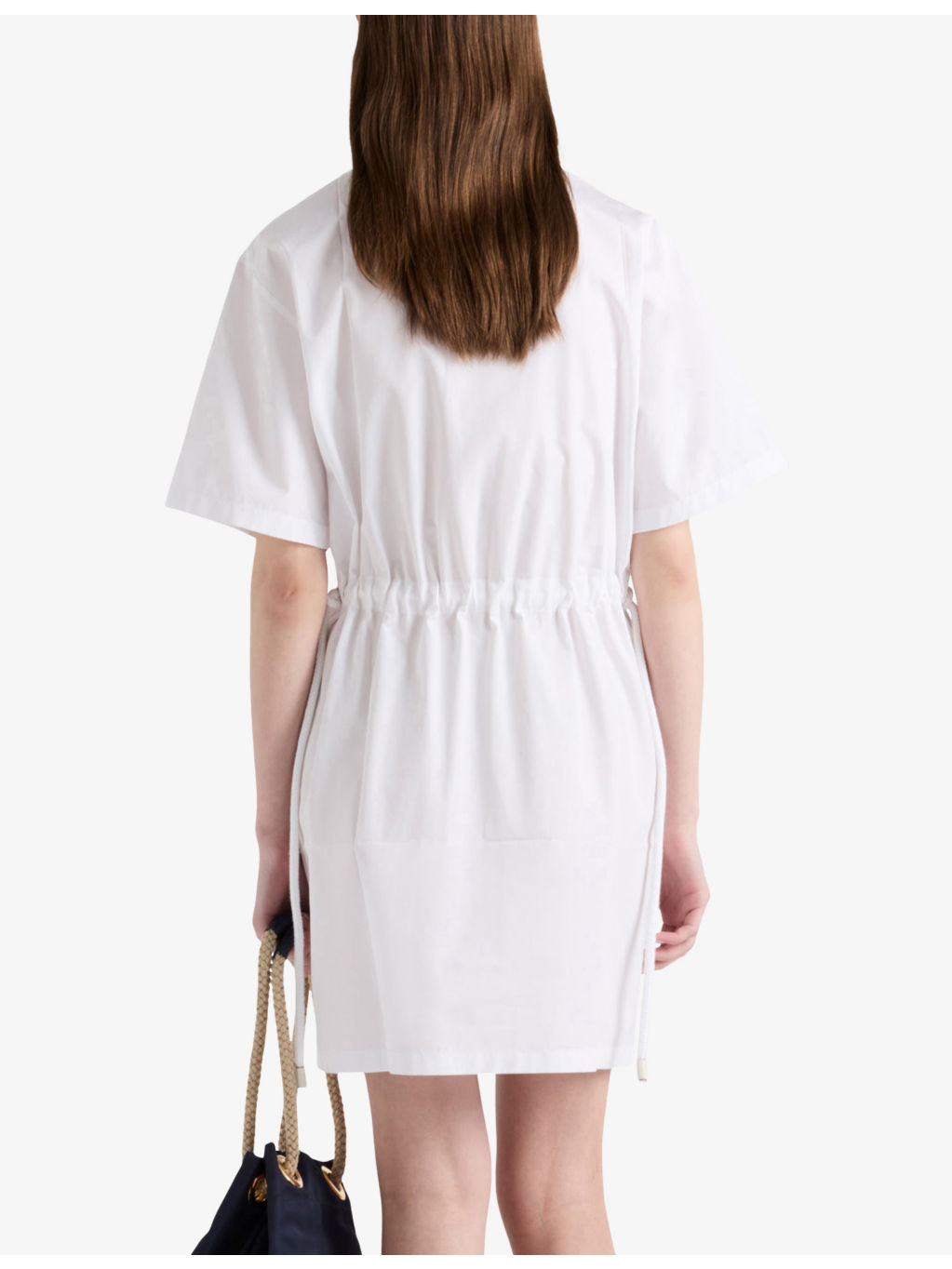 Gathered-Waist Classic-Collar Cotton Mini Dress - 3
