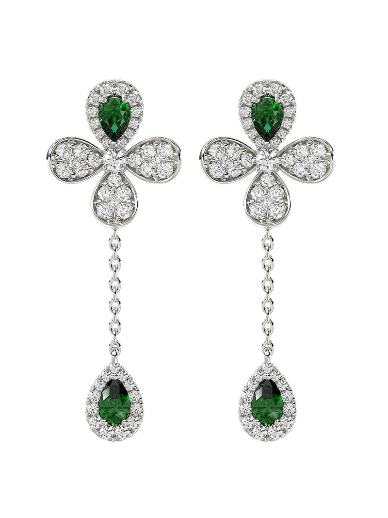 FLORAL WHITE GOLD DROP EARRINGS 1
