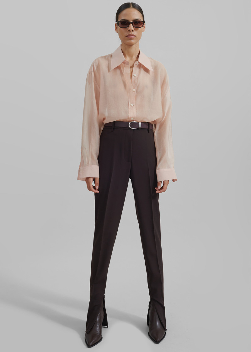 Nel Sheer Button Up Shirt - Pink 7
