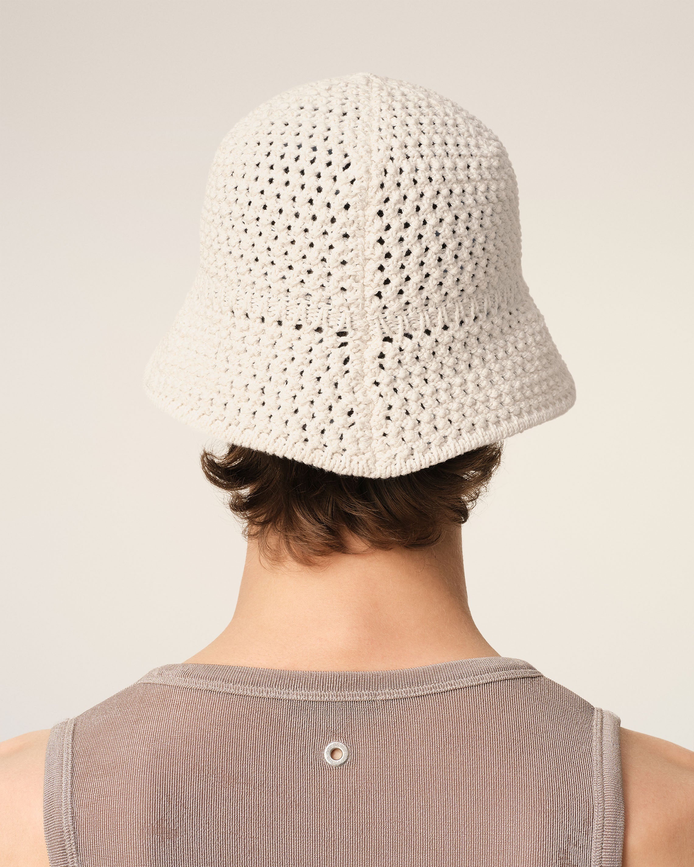 BEIGE KNIT AMI PATCH BUCKET HAT - 6