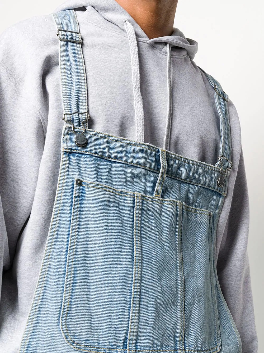 dungaree layered hooded sweatshirt - 5