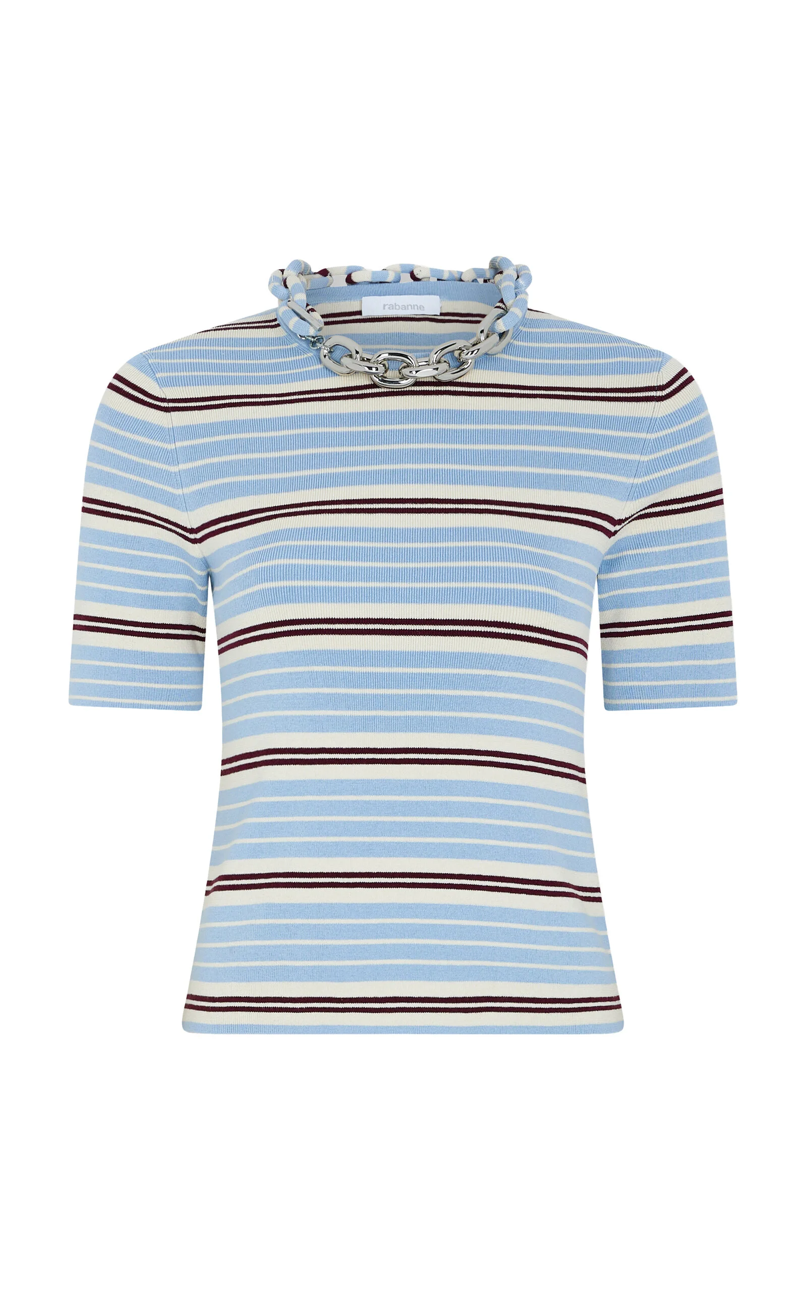 Chain-Detailed Silk-Cotton Blend Sweater stripe - 1