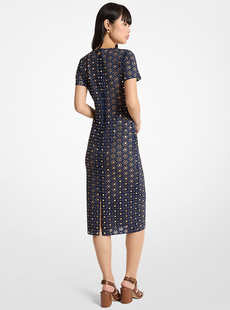 MICHAEL KORS Laser Cut Mirror Scuba Midi Dress outlook