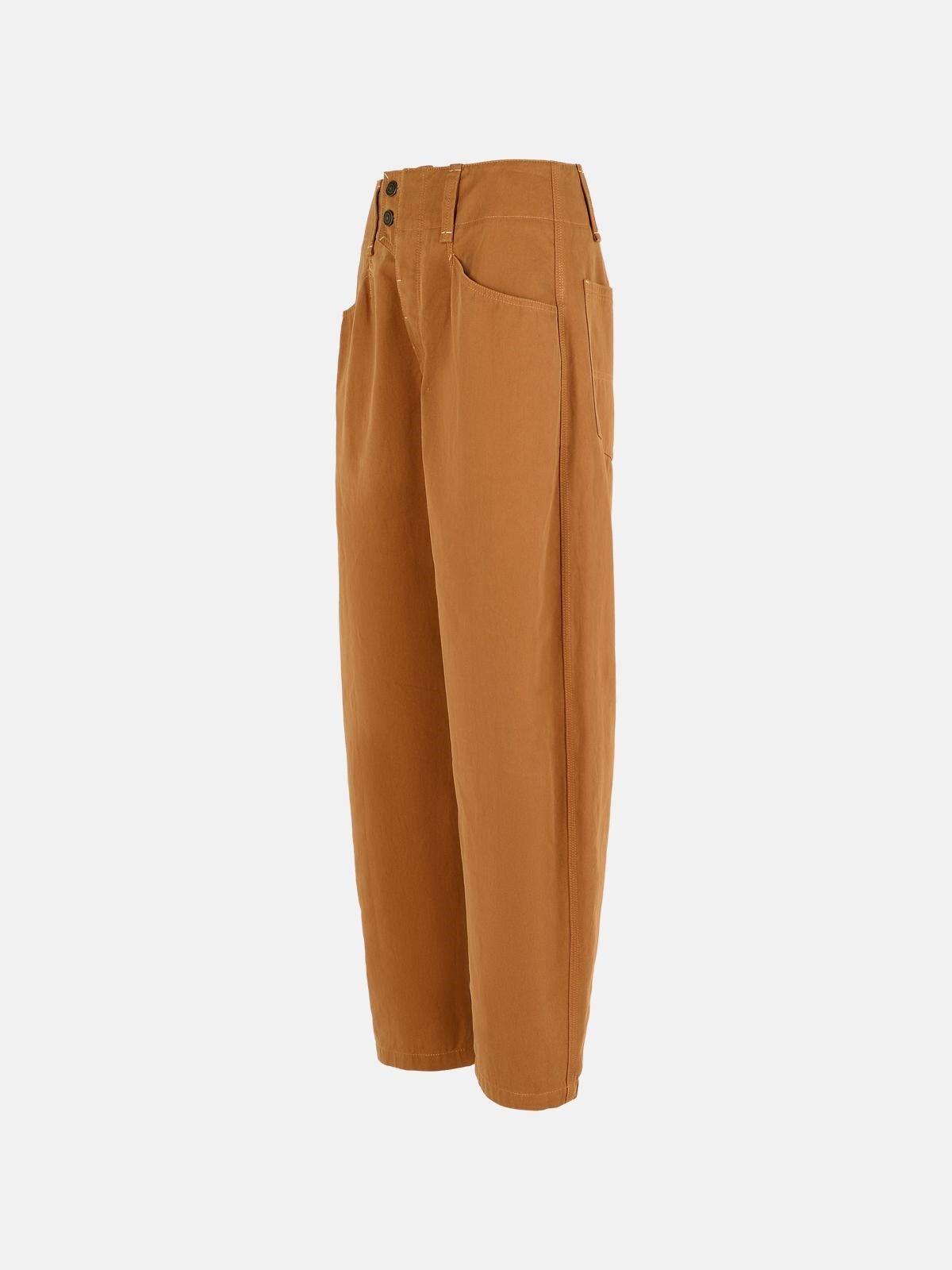 'OUMAYA' COTTON COGNAC PANTS - 2