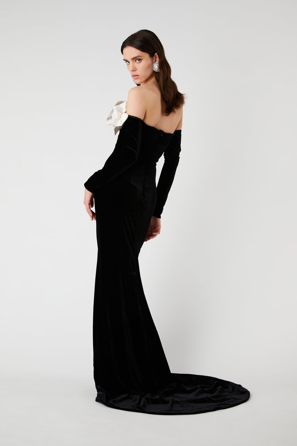 ワンピース ALESSANDRA RICH Velvet off the shoulder dress Black Alessandra Rich off-shoulder Velvet Mini Dress | Black
