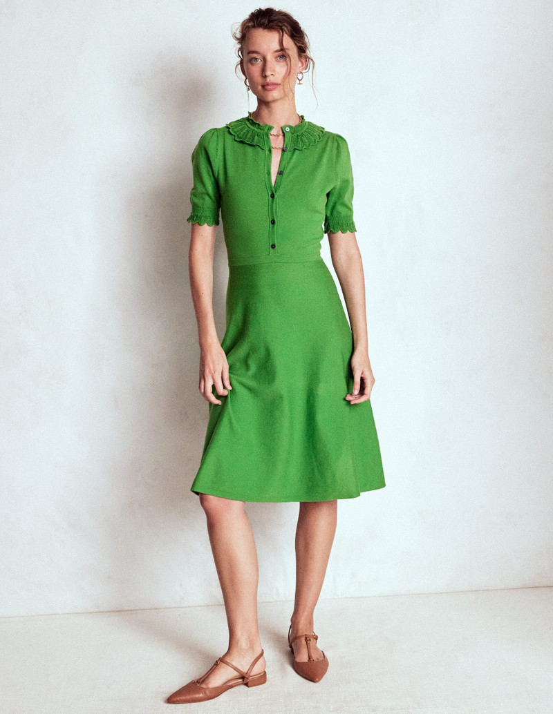Melina Ruffle Knitted Dress-Paradise Green 8