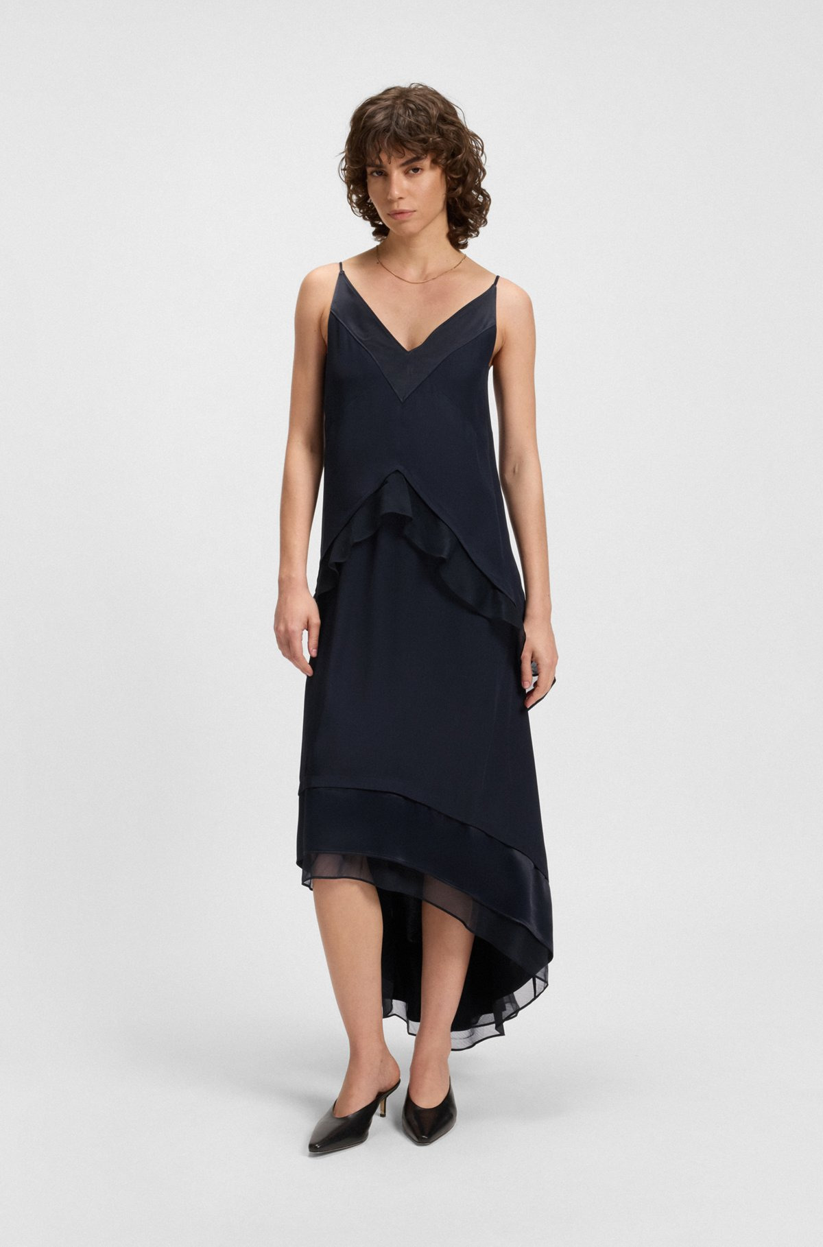 LAYERED SATIN DRESS WITH SILK INSERTS - 3