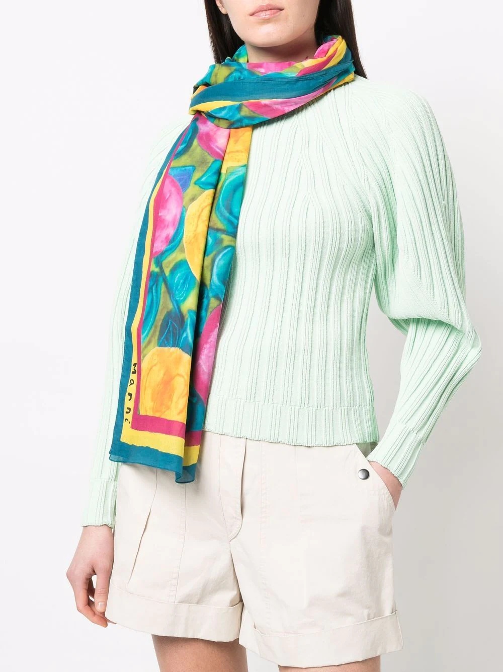 fine-knit floral scarf - 2