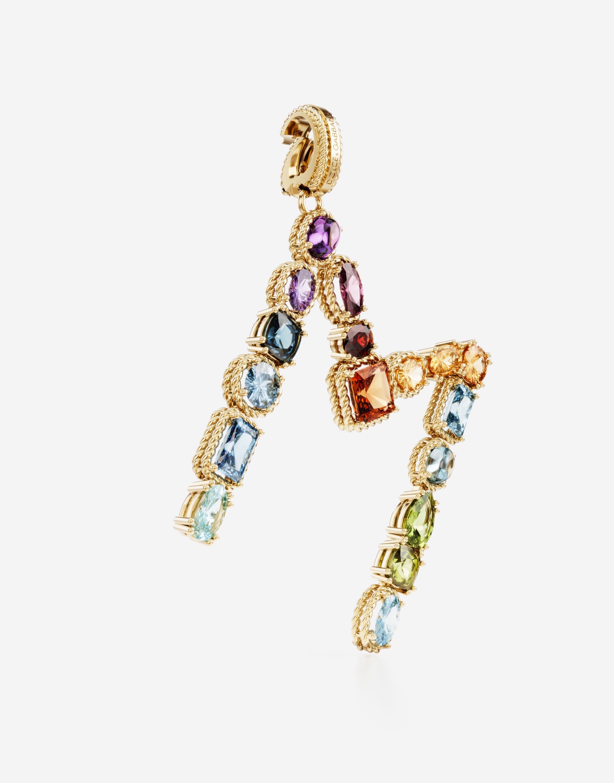 Charm M Lettering 18-carat yellow gold and multicolored gems - 2