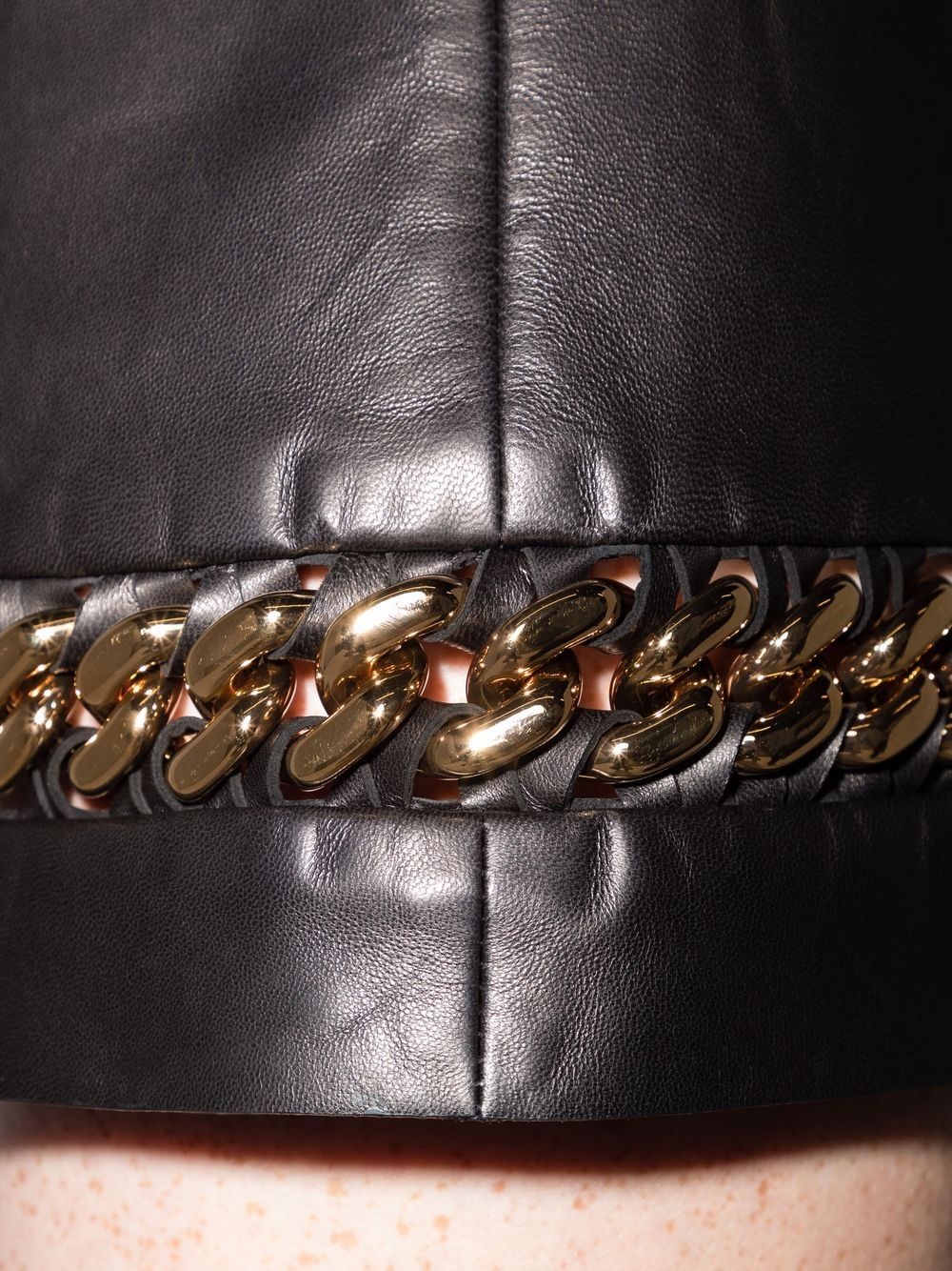 chain-detail lambskin miniskirt - 4
