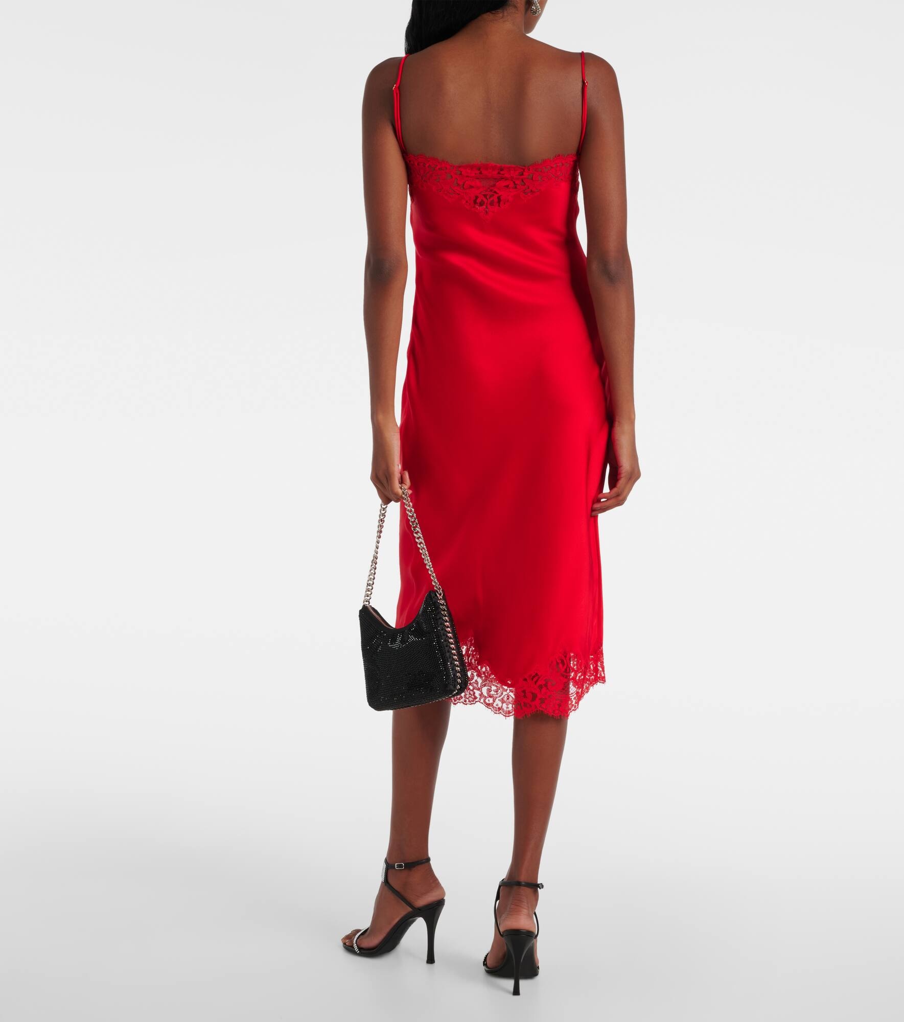 Lace-trimmed satin slip dress - 3