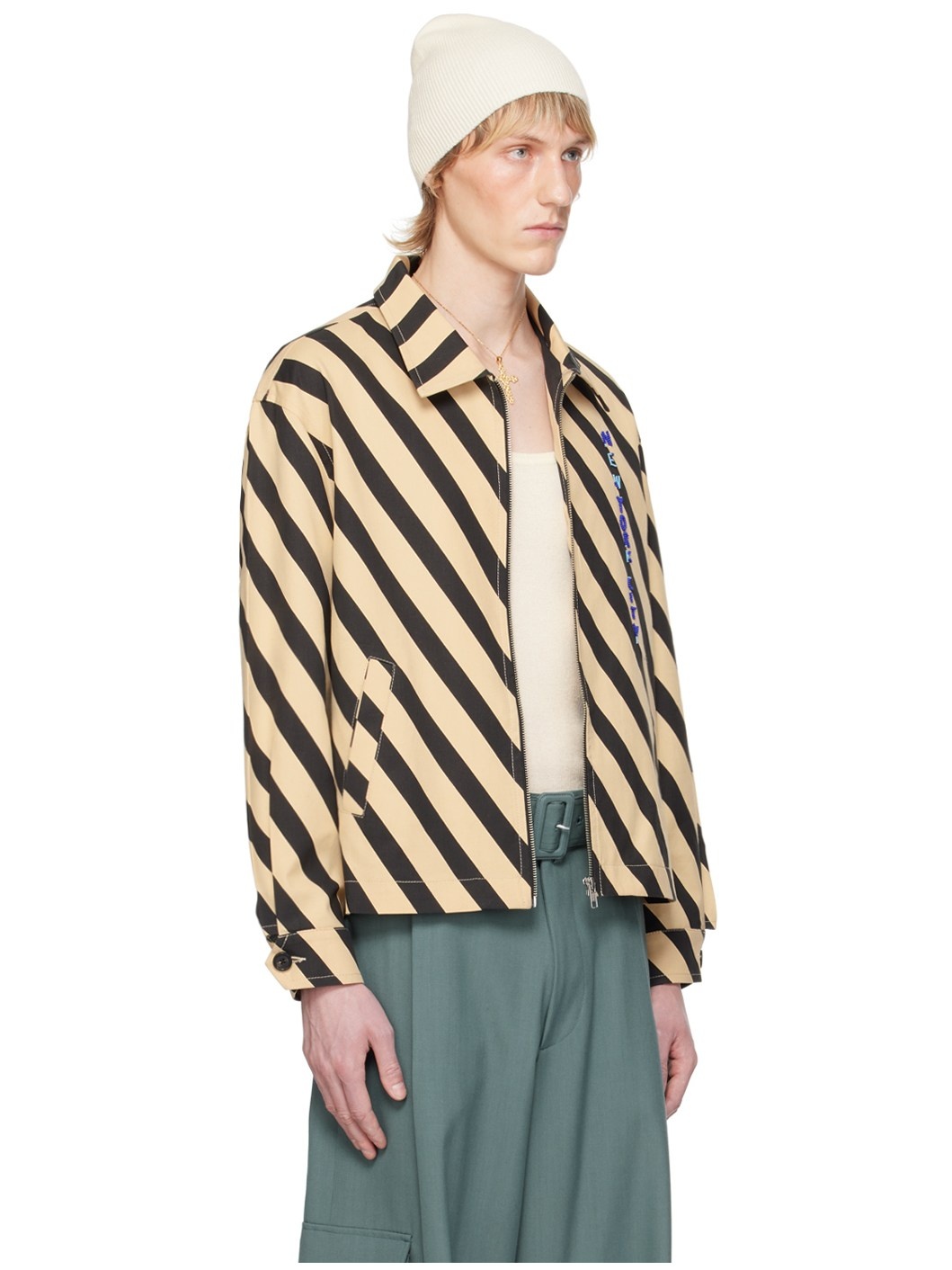 Black & Beige Domino Stripe Jacket - 2