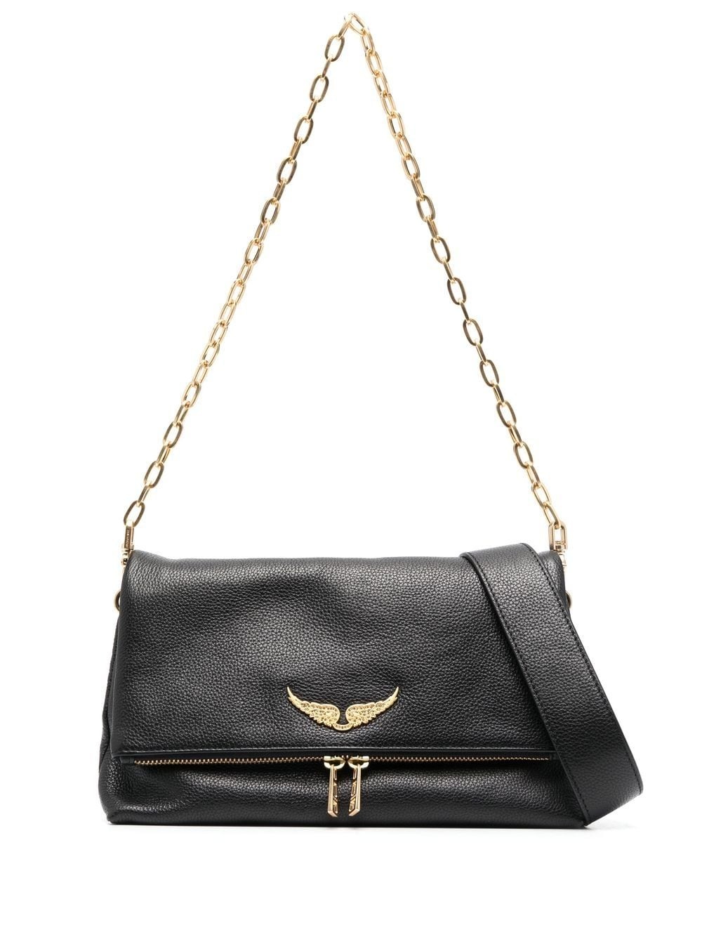 logo-plaque leather shoulder bag - 1