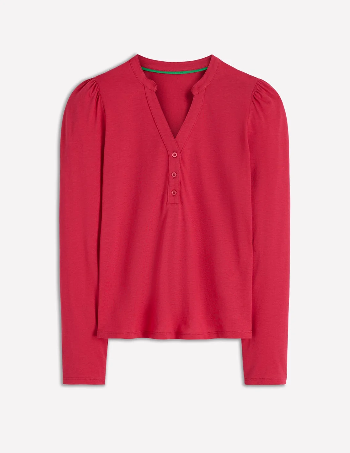 Supersoft Open Neck Henley-Pomegranate - 1