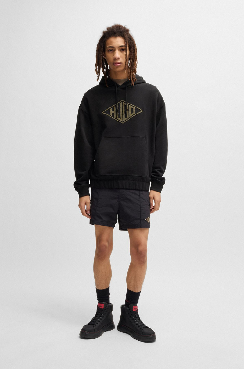 HUGO COTTON-TERRY HOODIE WITH EMBROIDERED LOGO outlook