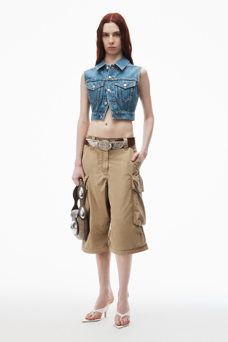 Alexander Wang SHRUNKEN TRUCKER VEST IN DENIM outlook