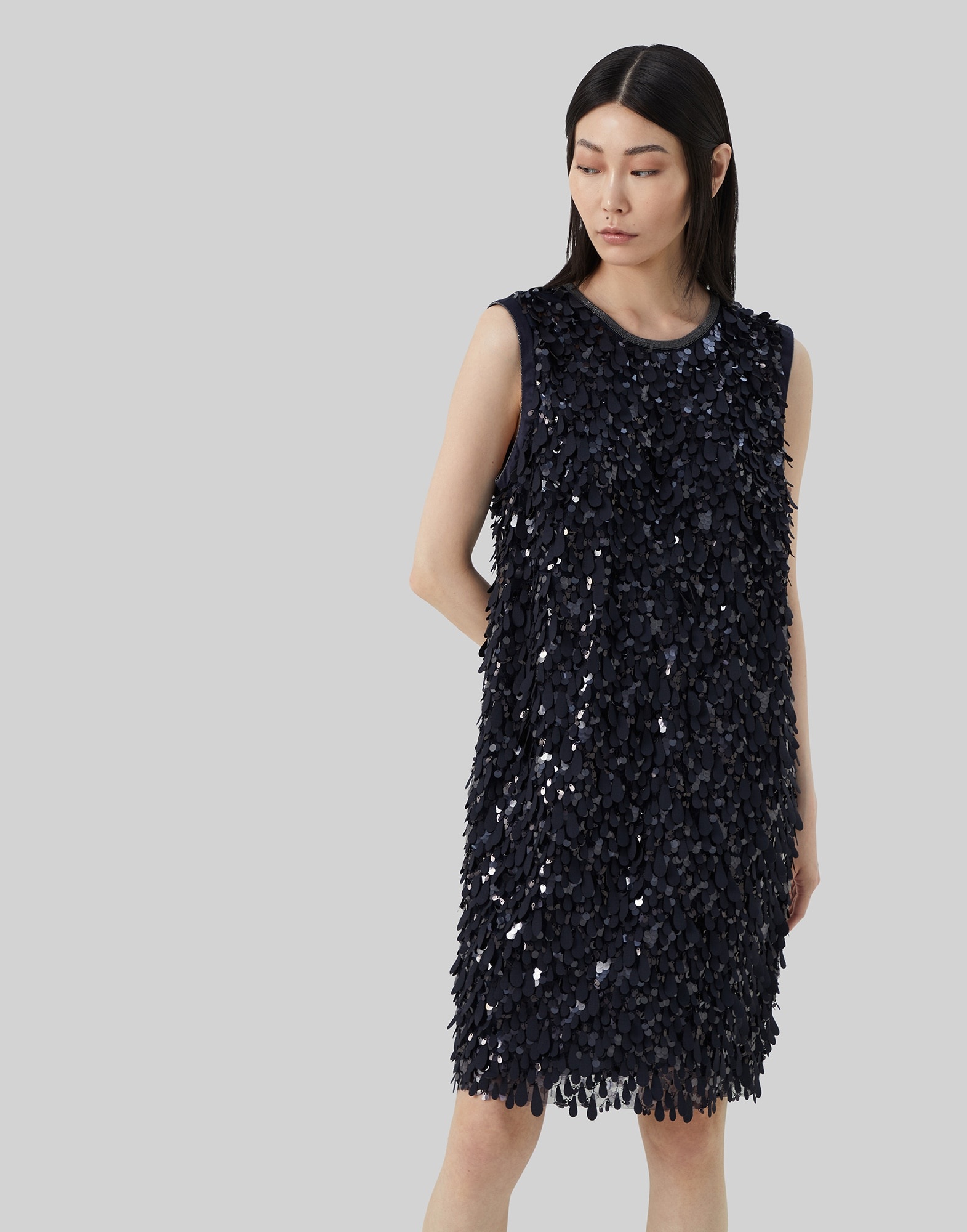 Jazz Droplets dress in tropical luxury wool with precious neckline - 1