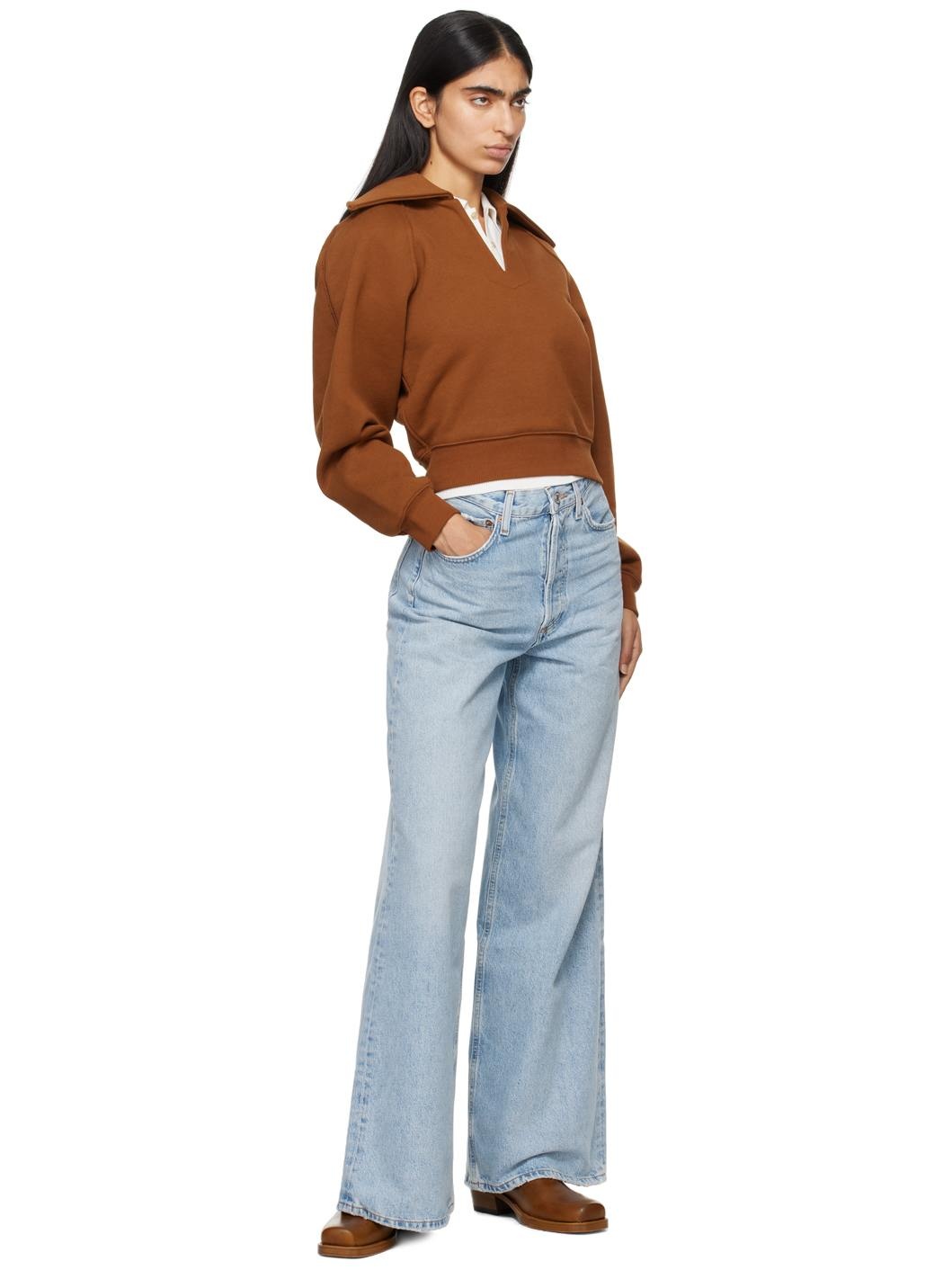 Blue Dame High Rise Wide Leg No Cuff Jeans - 4