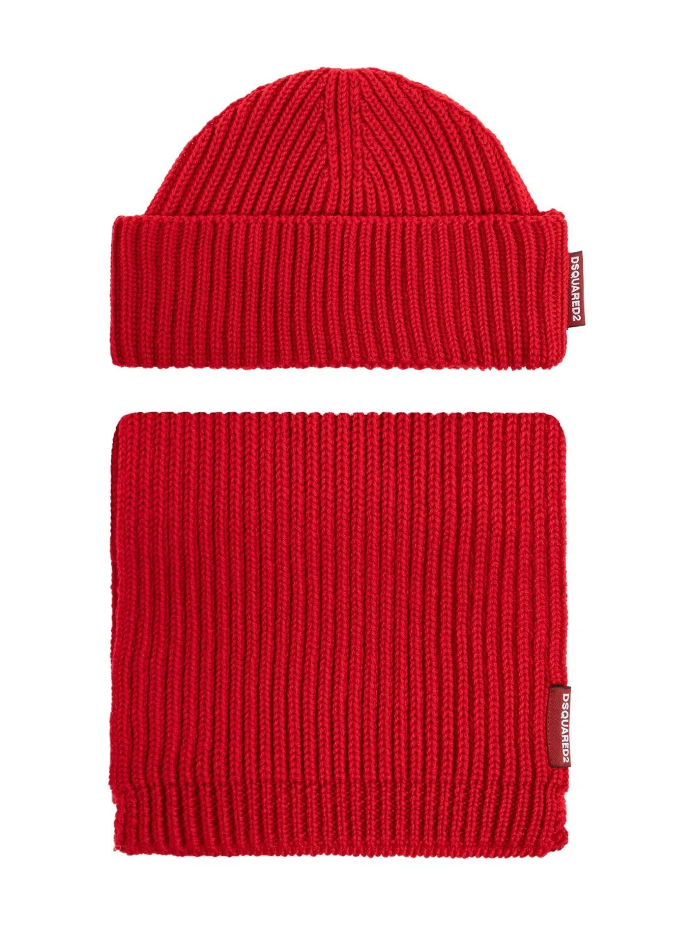 ribbed beanie and scarf set - 1