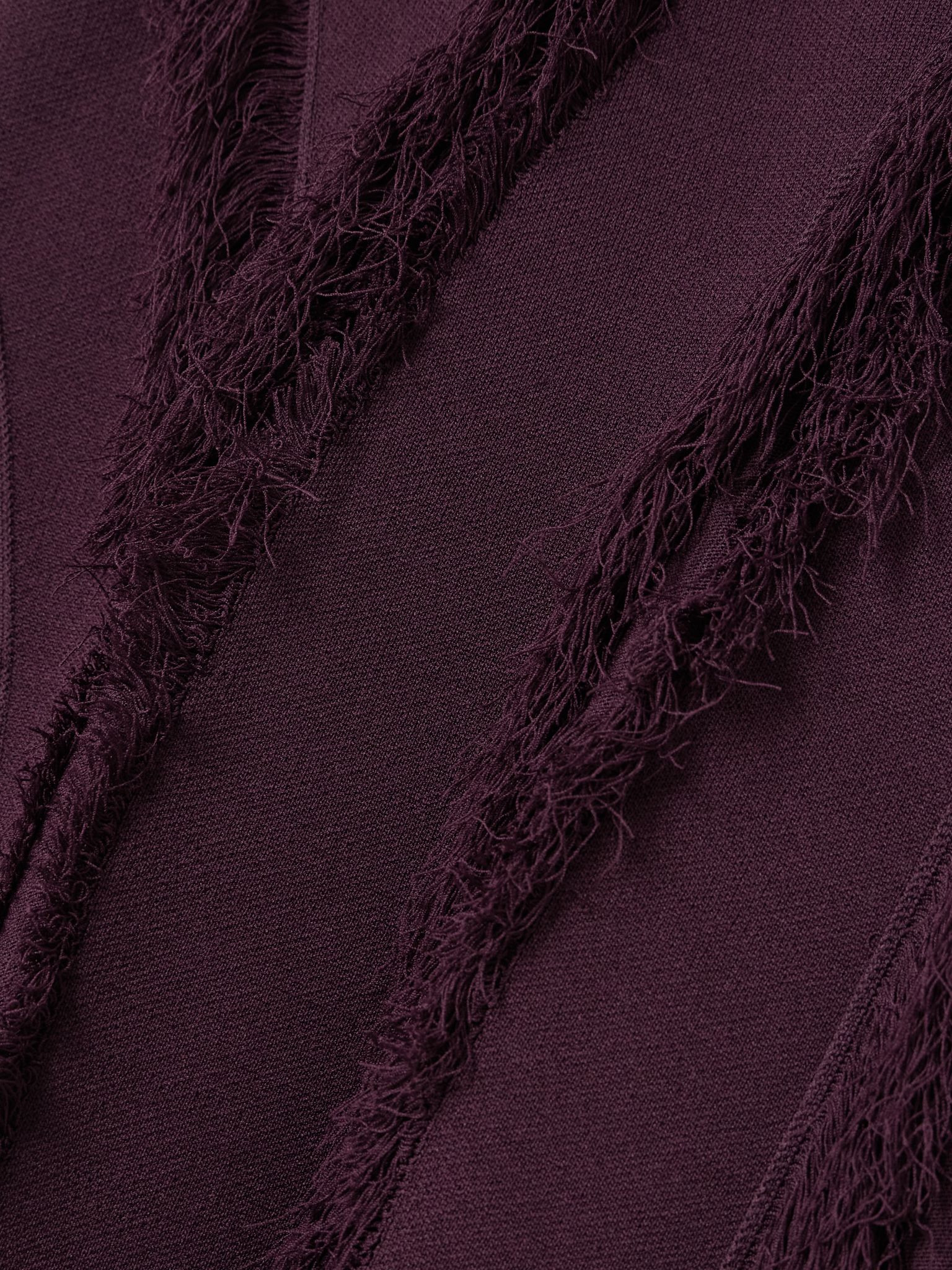 Astrid fringed stretch-knit midi skirt Purple - 4