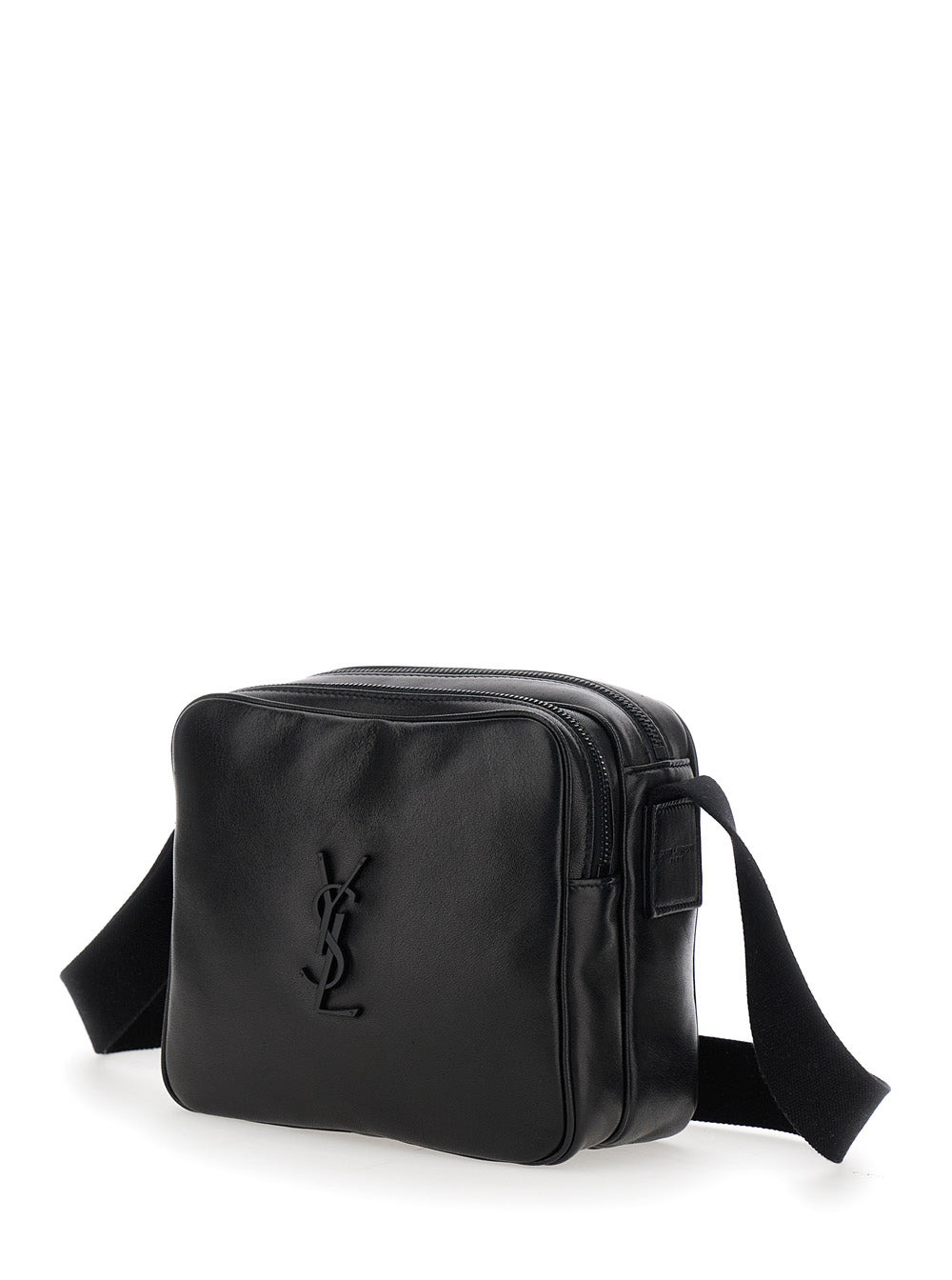 Saint Laurent Men 'Niky Cube' Black Crossbody Bag With Cassandre On The Front And Adjustable Canvas  - 2