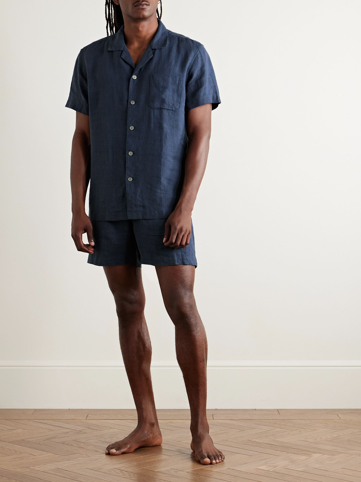 Sicily 1 Linen Pyjama Set Navy - 2